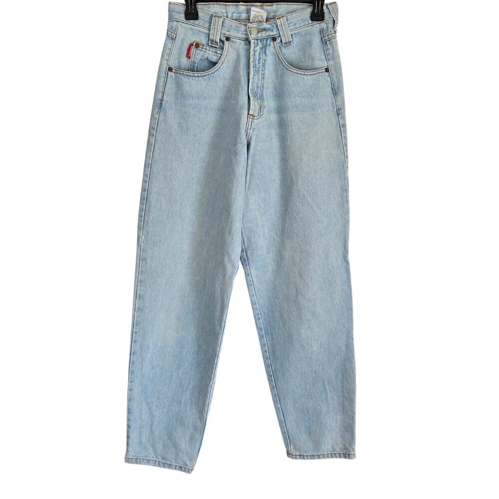 Vintage 80s Bongo High Waist Tapered Light Wash Grunge Mom Jeans Junior Size 9
